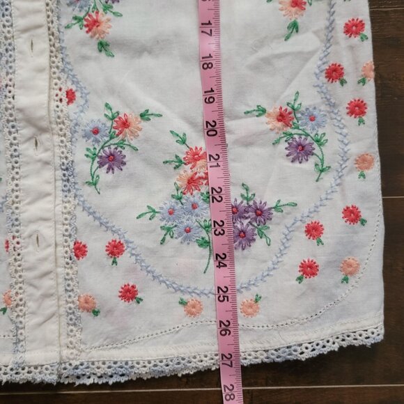 Free People Emma Embroidered Top Womens XS Boho Chic Floral Charming Garden - Picture 7 of 7